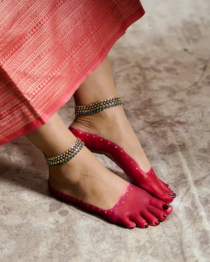 Silsila Antique Gold-Plated Jaipur Payal in 92.5 Silver