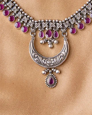 Rajasthani Chandrika Necklace Set in 92.5 Silver