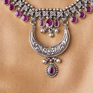 Rajasthani Chandrika Necklace Set in 92.5 Silver