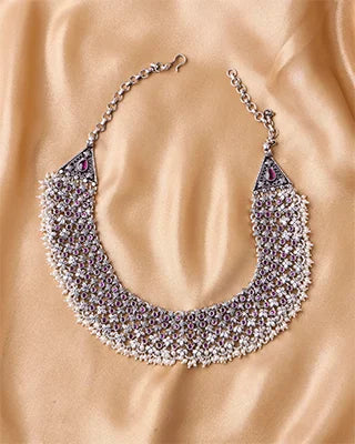 Oxidized Rajputi Roshni Necklace in 92.5 Silver