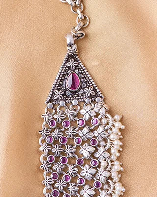 Oxidized Rajputi Roshni Necklace in 92.5 Silver