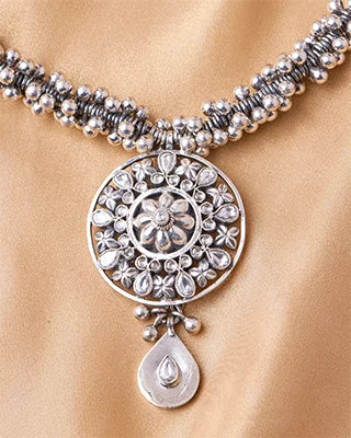 Oxidized Rajputi Ghunghroo Necklace in 92.5 Silver