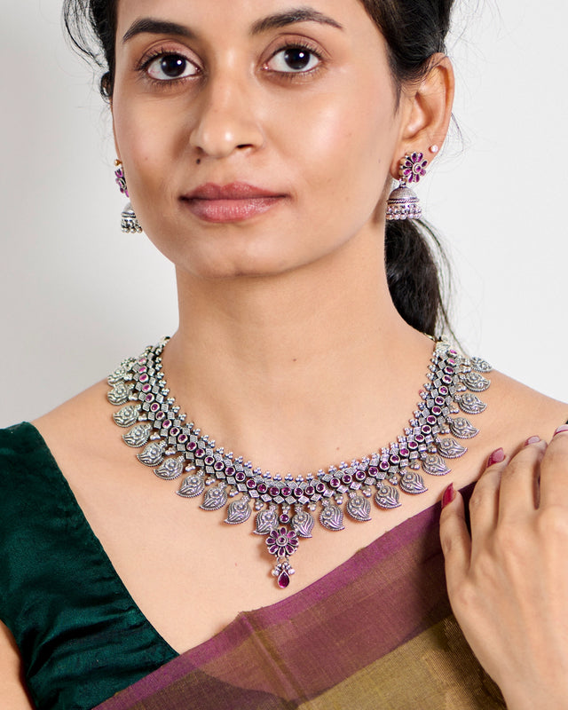Oxidized Rajputi Blossom Necklace