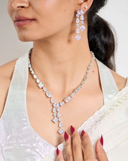 Ethereal Spark Statement Necklace in 92.5 Silver