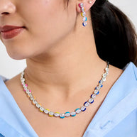 Aurora Bloom Enamel Necklace in 92.5 Silver