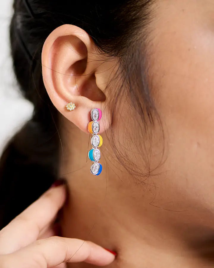 Aurora Bloom Enamel Necklace in 92.5 Silver