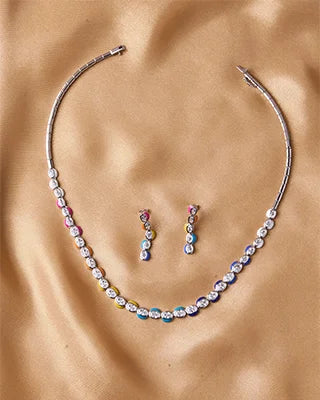 Aurora Bloom Enamel Necklace in 92.5 Silver