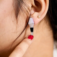 Serpent Noir Silver Enamel Necklace in 92.5 Silver