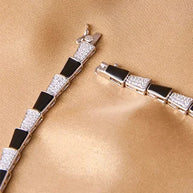 Serpent Noir Silver Enamel Necklace in 92.5 Silver