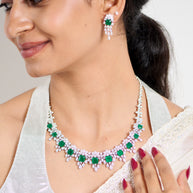 Ascending Elegance Green Silver Necklace