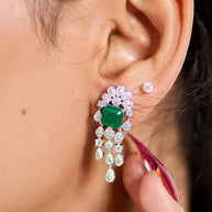 Ascending Elegance Green Silver Necklace in 92.5 Silver