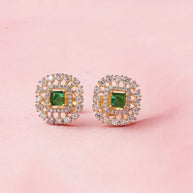Ruby Halo Heritage Studs in 92.5 Silver