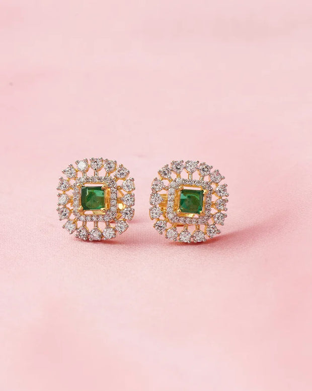 Ruby Halo Heritage Studs in 92.5 Silver