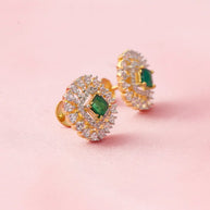 Ruby Halo Heritage Studs in 92.5 Silver