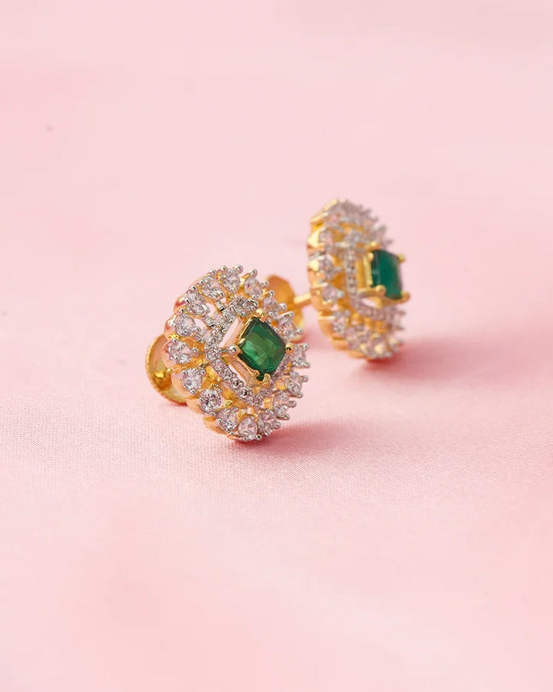 Ruby Halo Heritage Studs in 92.5 Silver