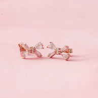 Rose Gold Bow Studs in 92.5 Silver
