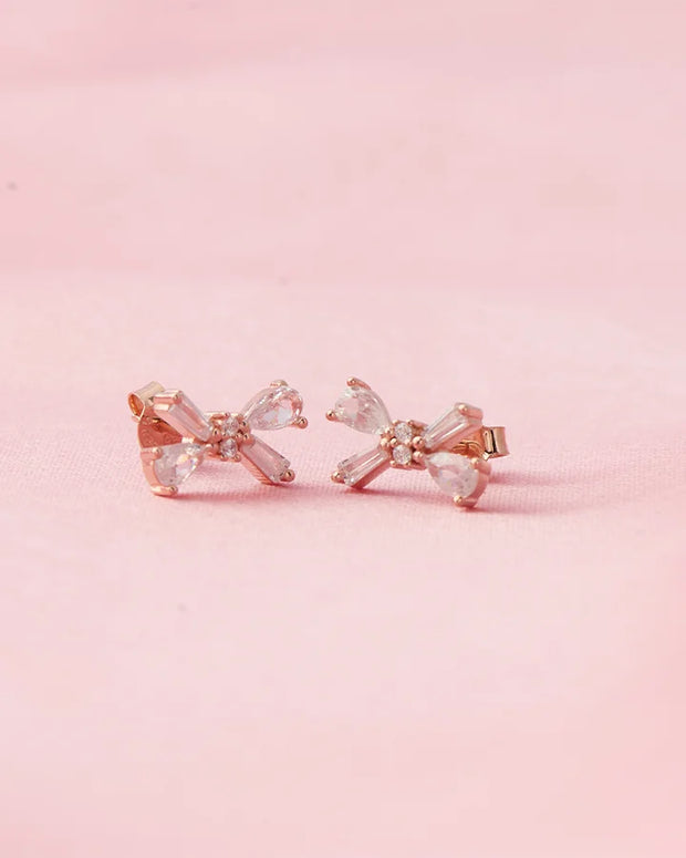 Rose Gold Bow Studs in 92.5 Silver