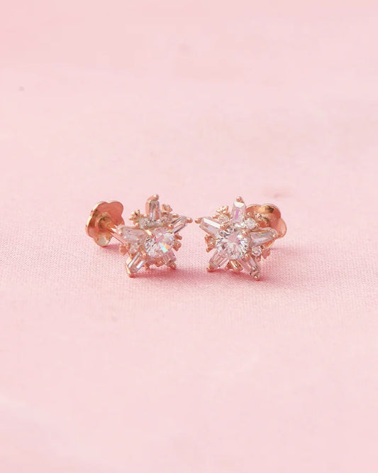 Rose Gold Starry Studs in 92.5 Silver