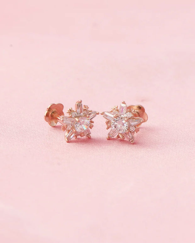 Rose Gold Starry Studs in 92.5 Silver