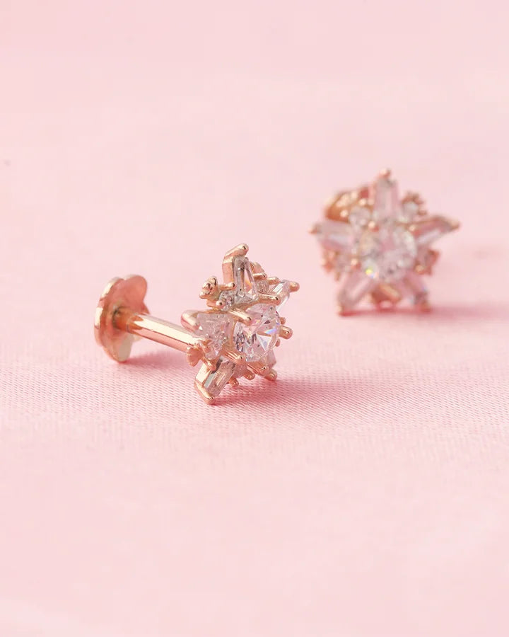 Rose Gold Starry Studs in 92.5 Silver