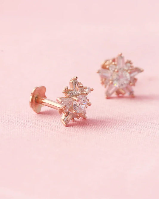 Rose Gold Starry Studs in 92.5 Silver