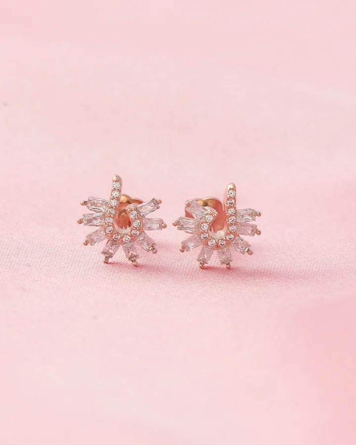 Curved Floral Studs  in 92.5 Silver