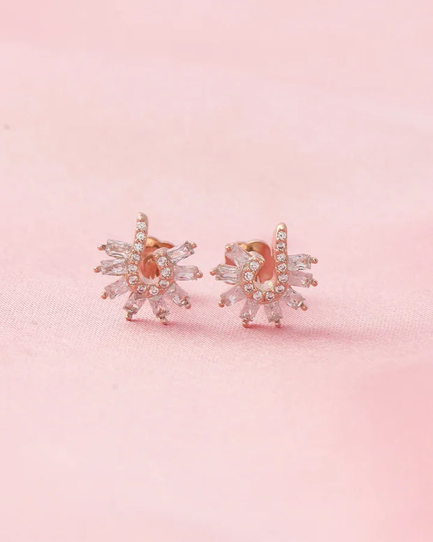 Curved Floral Studs  in 92.5 Silver