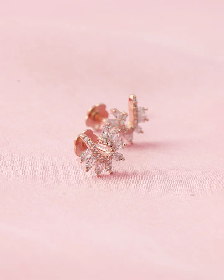 Curved Floral Studs  in 92.5 Silver