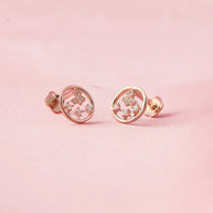 Rose Gold Butterfly Halo Studs in 92.5 Silver