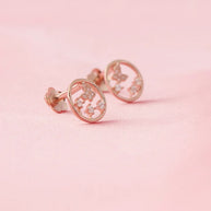Rose Gold Butterfly Halo Studs in 92.5 Silver