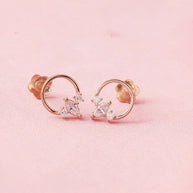 Rose Gold Pearl Halo Studs in 92.5 Silver