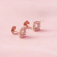 Radiant Rose Gold Square Studs in 92.5 Silver