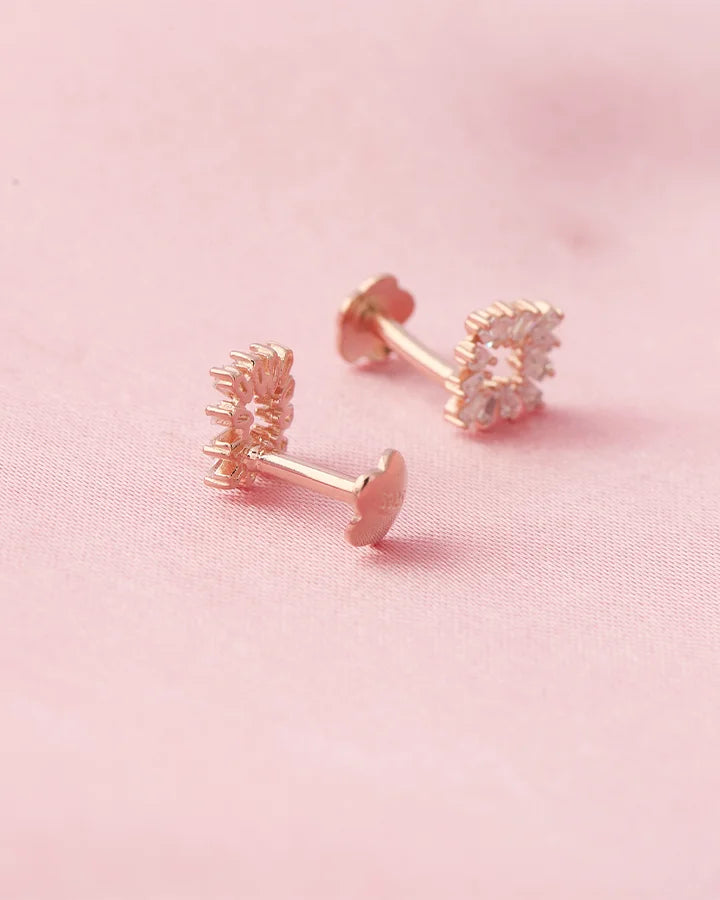 Radiant Rose Gold Square Studs in 92.5 Silver