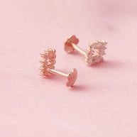 Radiant Rose Gold Square Studs in 92.5 Silver