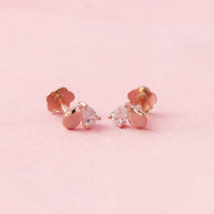 Twilight Heart Rose Gold Studs in 92.5 Silver