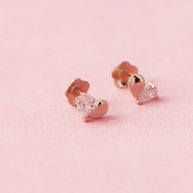 Twilight Heart Rose Gold Studs in 92.5 Silver