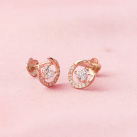 Moonlit Heart Rose Gold Studs in 92.5 Silver