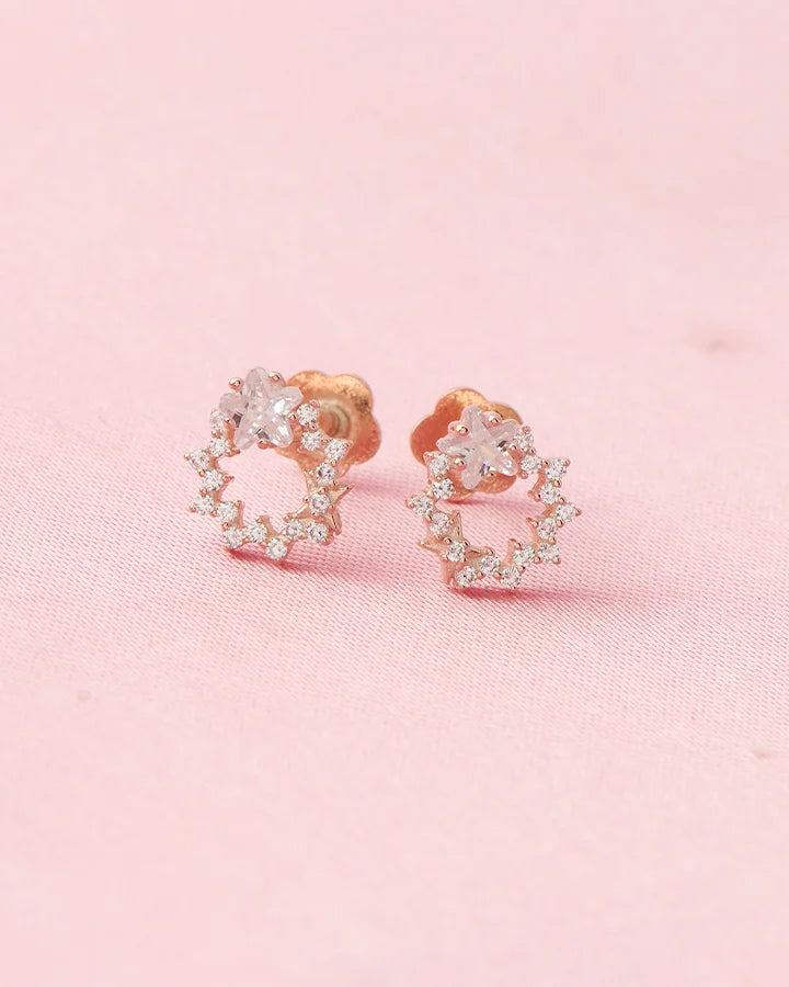 Radiant Circle Rose Gold Studs in 92.5 Silver