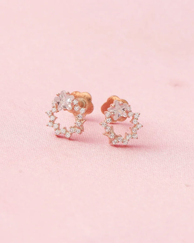 Radiant Circle Rose Gold Studs in 92.5 Silver