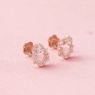 Radiant Circle Rose Gold Studs in 92.5 Silver