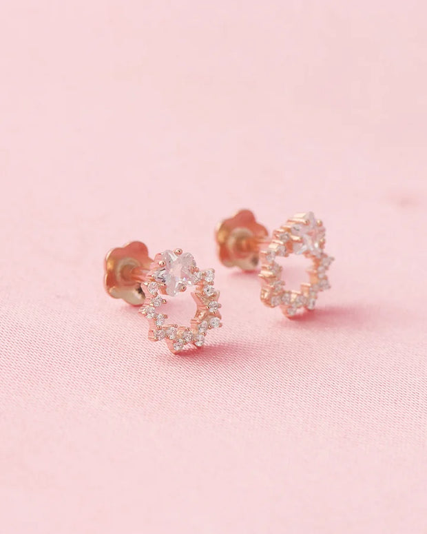 Radiant Circle Rose Gold Studs in 92.5 Silver