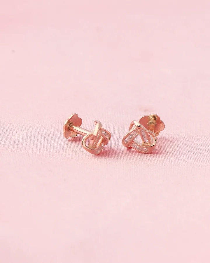 Triad Spark Rose Gold Studs in 92.5 Silver