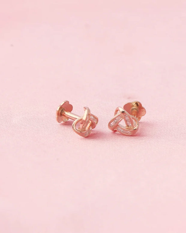 Triad Spark Rose Gold Studs in 92.5 Silver