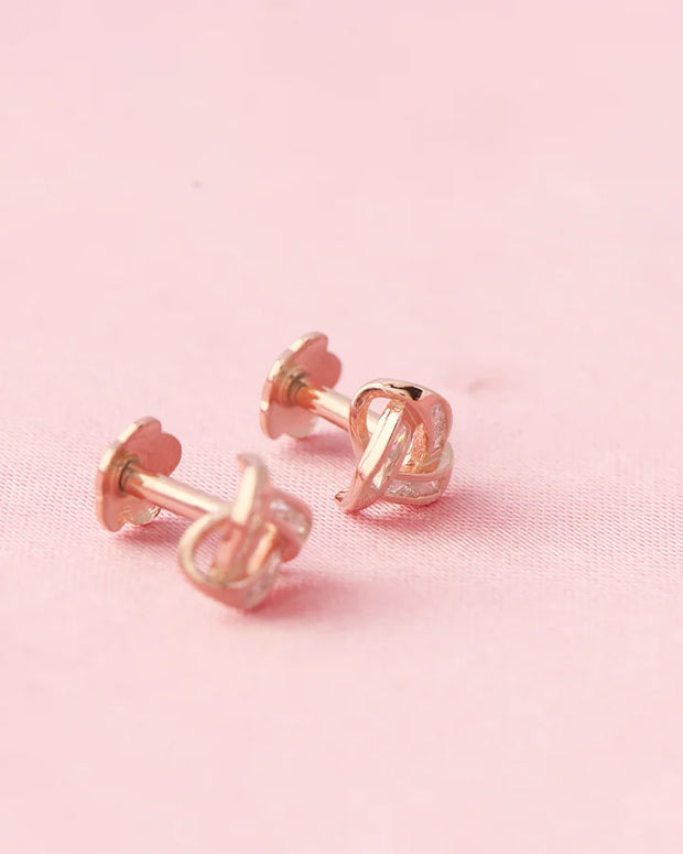Triad Spark Rose Gold Studs in 92.5 Silver