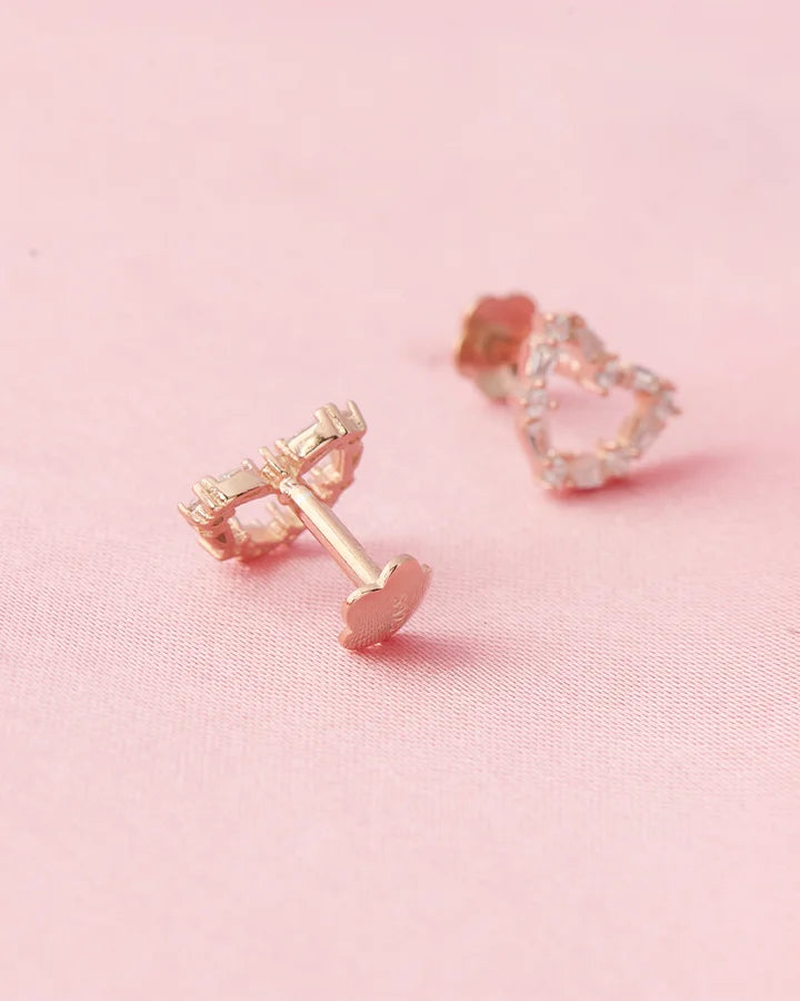 Eternal Heart Rose Gold Studs in 92.5 Silver