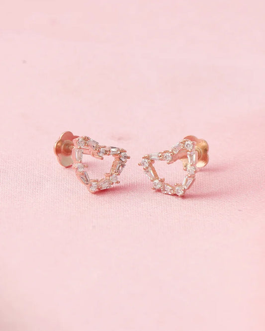 Eternal Heart Rose Gold Studs in 92.5 Silver
