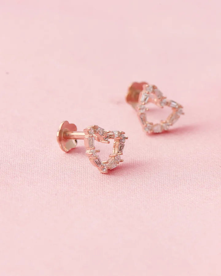 Eternal Heart Rose Gold Studs in 92.5 Silver