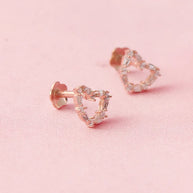 Eternal Heart Rose Gold Studs in 92.5 Silver