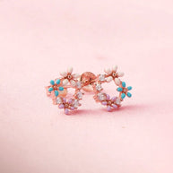 Blossom Aura Rose Gold Studs in 92.5 Silver