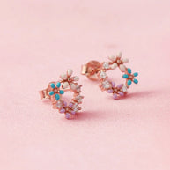 Blossom Aura Rose Gold Studs in 92.5 Silver